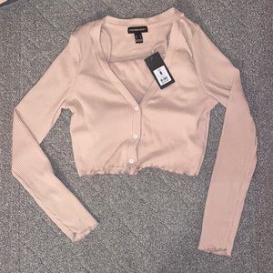 Charlotte Russe Streetwear Society Pink Cropped Cami and Cardigan Sweater Set